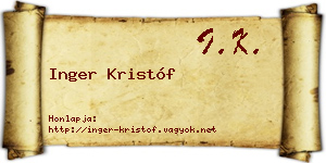 Inger Kristóf névjegykártya